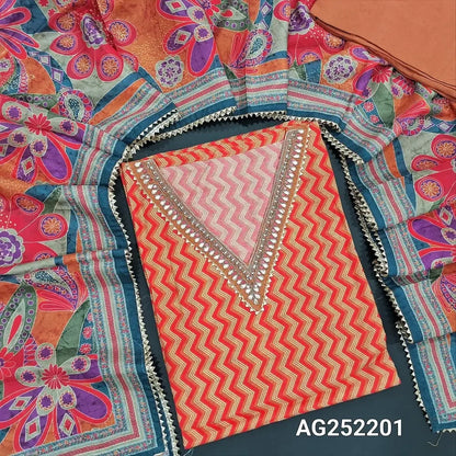 Brick red designer zigzag printed russian silk salwar material ag2522010 Neidhal