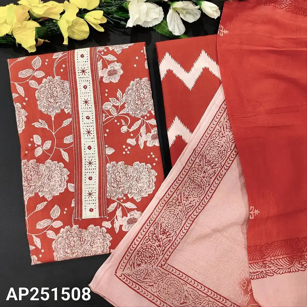 Brick red floral printed cotton salwar material ap251508-Neidhal