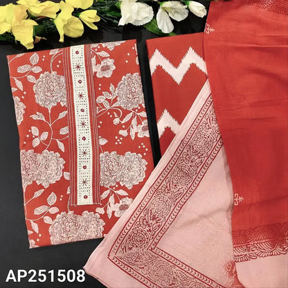 Brick red floral printed cotton salwar material ap251508-Neidhal