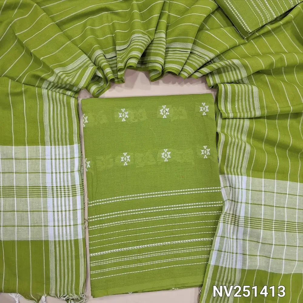 bright mossy green handloom cotton unstitched salwar material nv251413-Neidhal