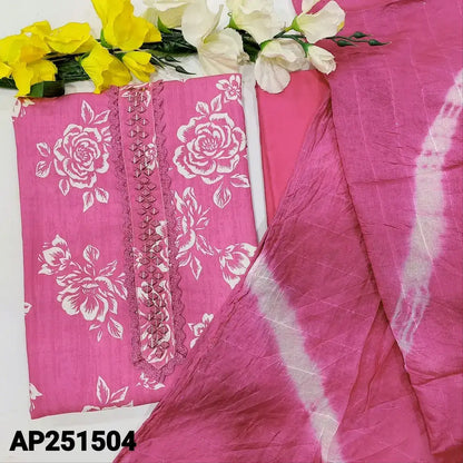 Bright pink floral printed semi linen salwar material ap251504-Neidhal