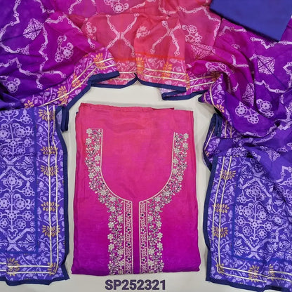 Bright Pink Muslin Silk salwar material SP252321-Neidhal