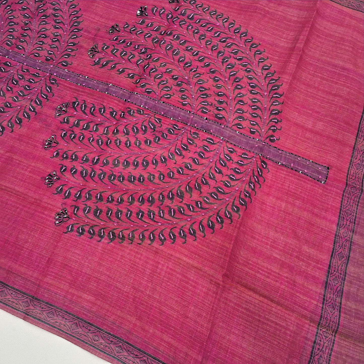 bright pink with golden tint tissue linen salwar material nv252212-Neidhal