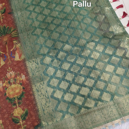 Brown digital printed light weight silk cotton saree ws315-Neidhal