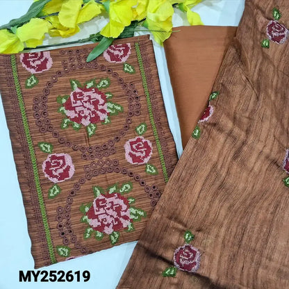 Brown fancy silk cotton salwar material my252619-Neidhal