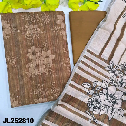 Brown floral digital printed silk cotton salwar material jl252810-Neidhal