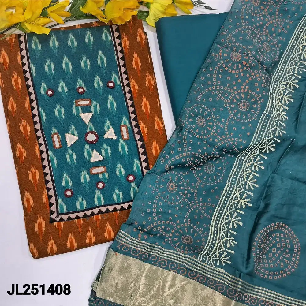 Brown ikat woven pure cotton salwar material jl251408-Neidhal