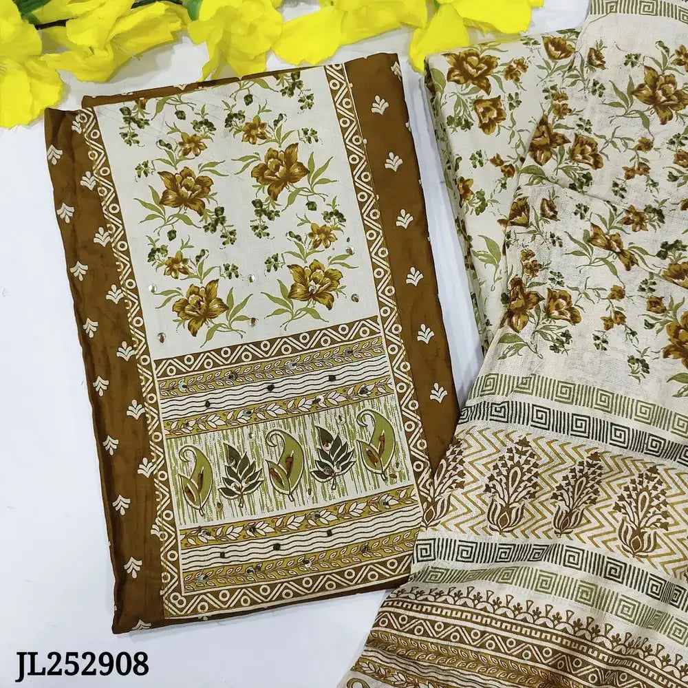 Brown printed soft cotton salwar material jl252908-Neidhal