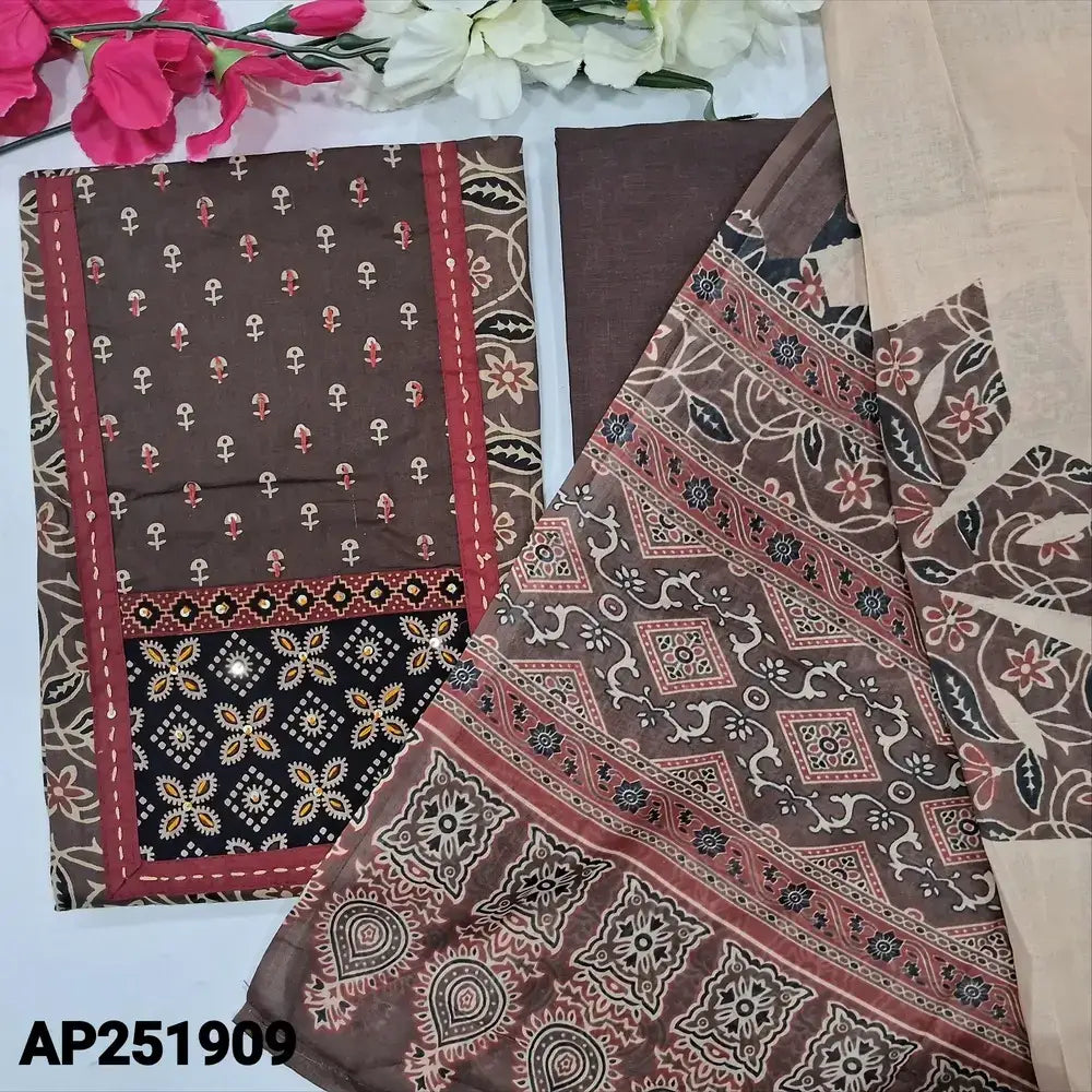 Brown pure cotton salwar material ap251909-Neidhal