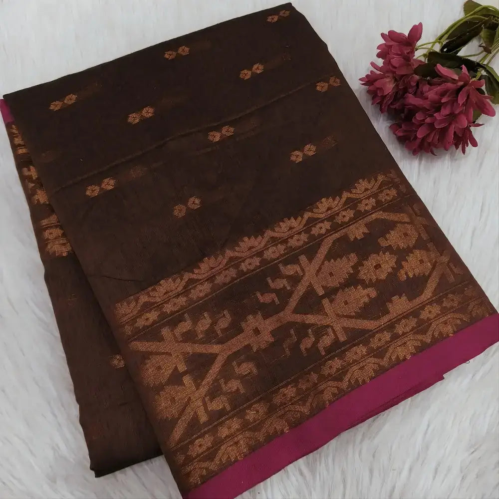 Brown silk cotton saree ns178-Neidhal