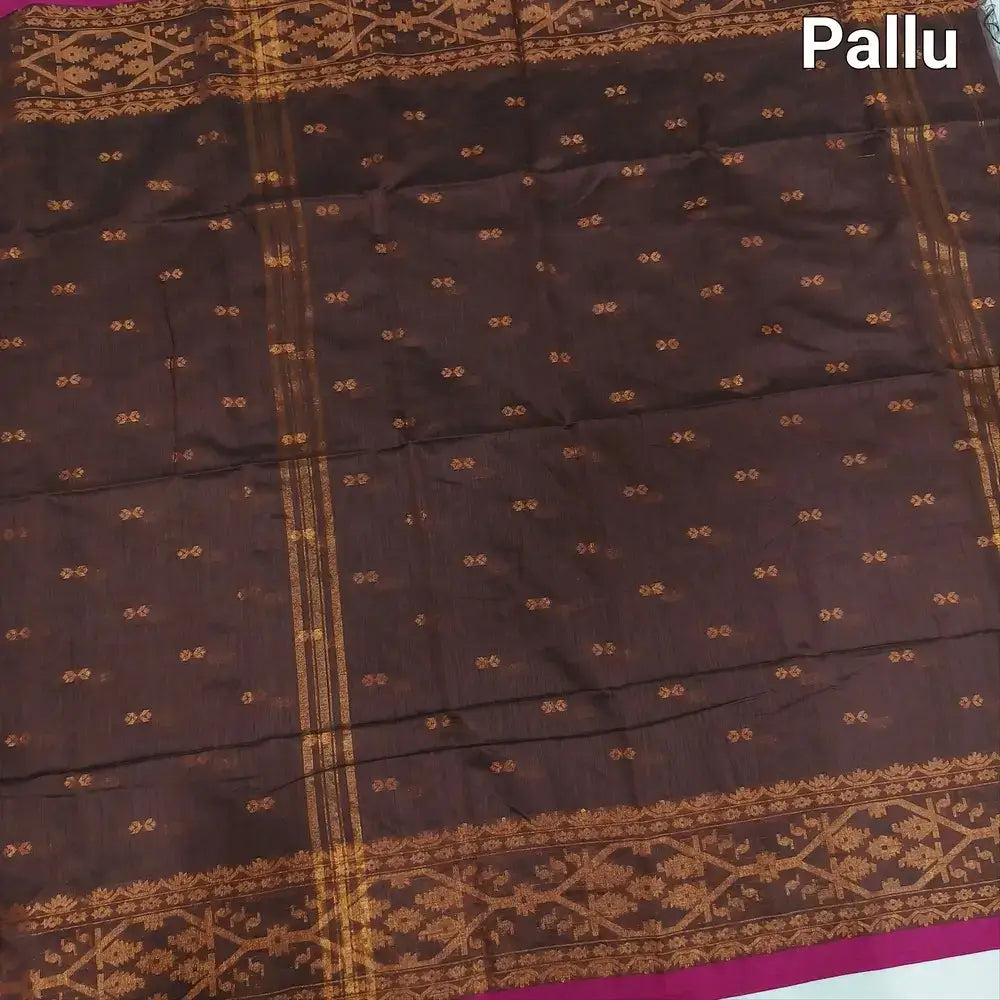 Brown silk cotton saree ns178-Neidhal