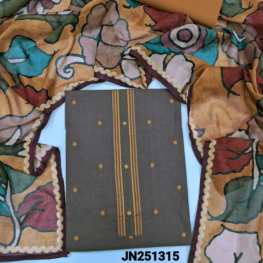 Brownish grey handloom cotton salwar material jn251315-Neidhal