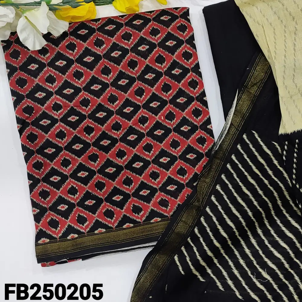 CODE FB250205: Black base designer chanderi silk cotton unstitched salwar material(thin fabric lining needed)matching