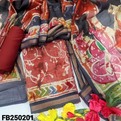 CODE FB250201: PRE ORDER SHIPPING AFTER 1 WEEK.Dark onion pink batik printed soft silk cotton unstitched salwar