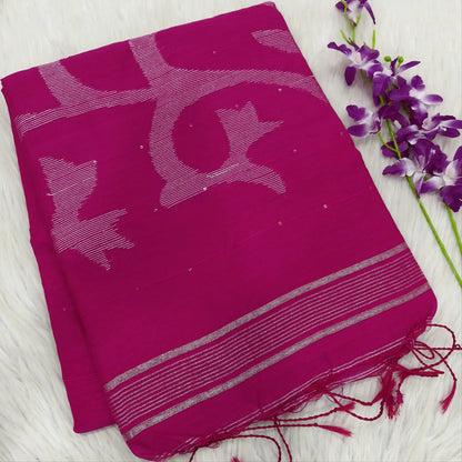 Pink slub silk cotton saree ns88-Neidhal
