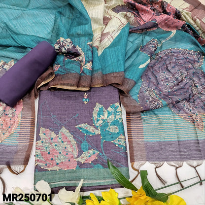 Buy Dark Purple Jute Silk Salwar Material – Premium & Hand Embroidered