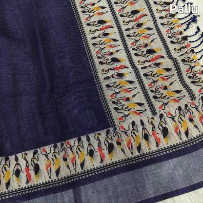 Purple semi linen saree ns86-Neidhal
