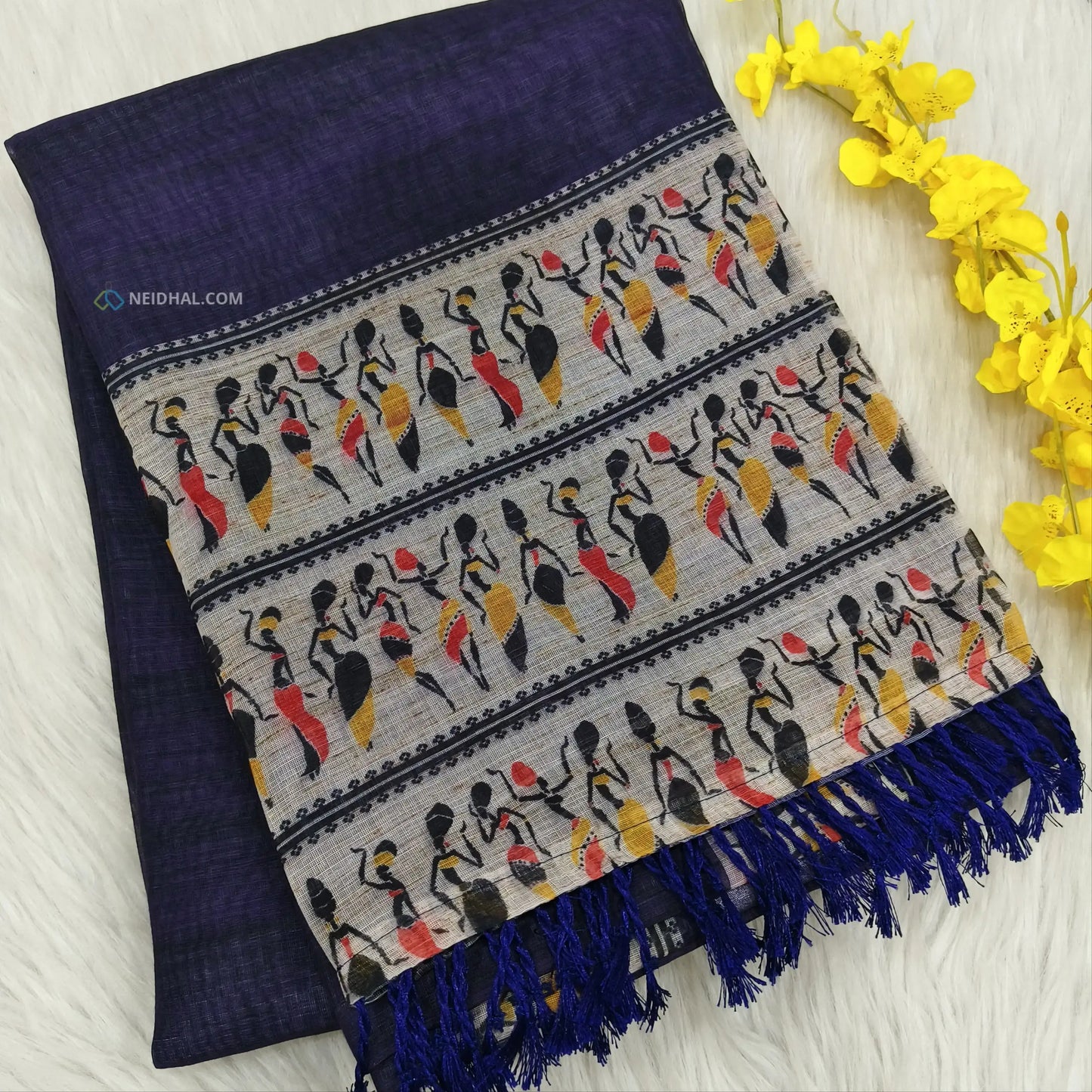 Purple semi linen saree ns86-Neidhal