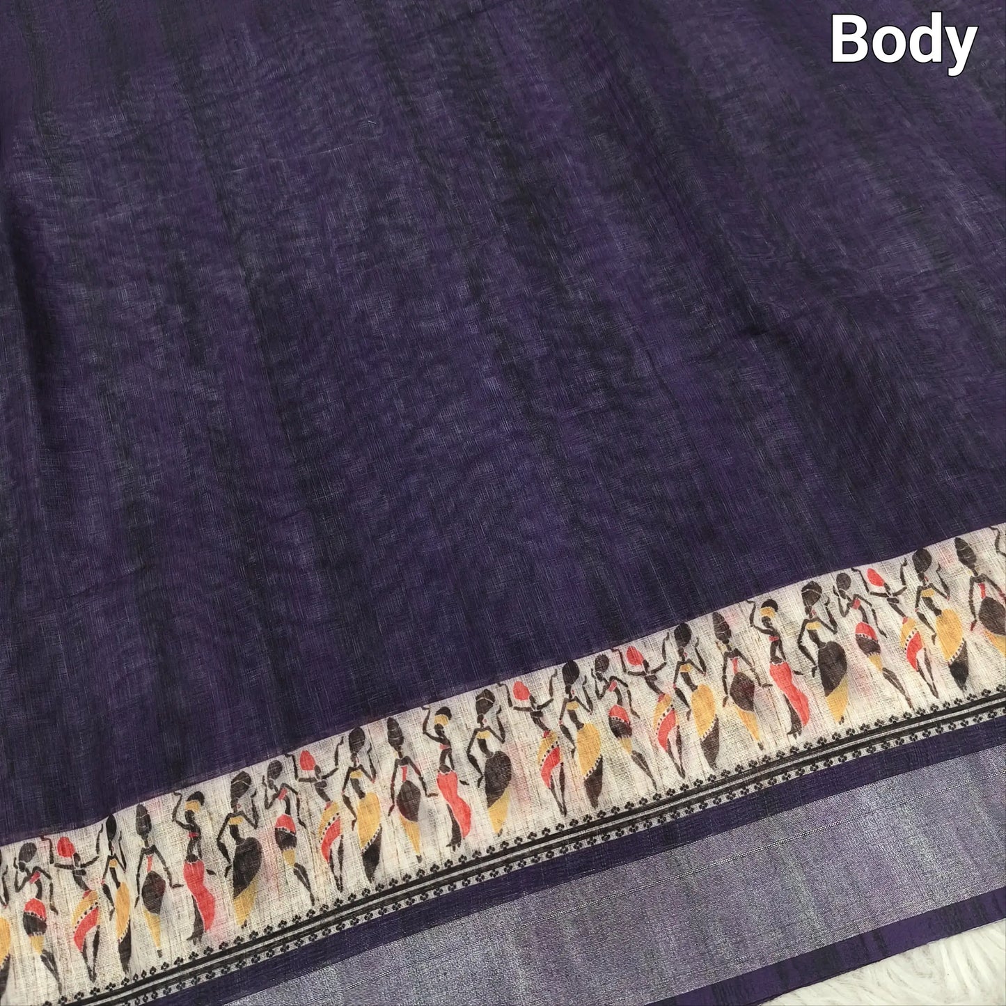 Purple semi linen saree ns86-Neidhal