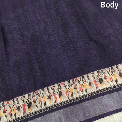 Purple semi linen saree ns86-Neidhal
