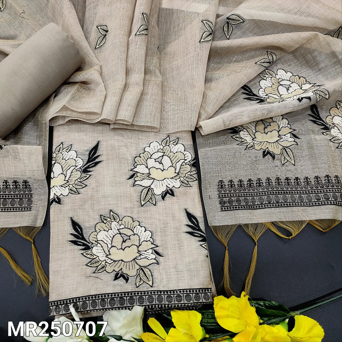 Buy Grey Jamdani Silk Cotton Salwar Material – Elegant & Premium