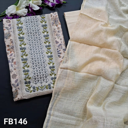 Beige floral printed glazed cotton salwar material fb146-Neidhal