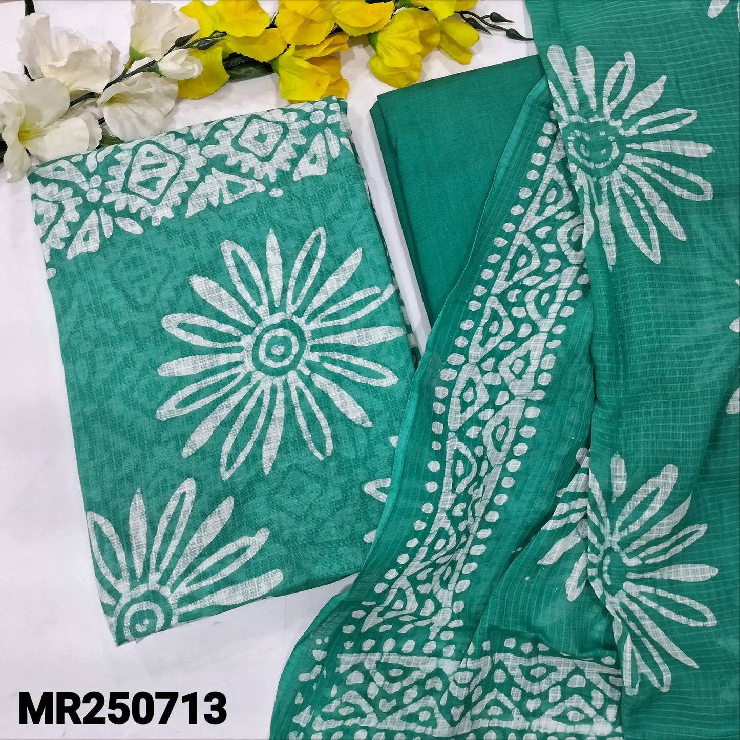 Buy Light Turquoise Green Batik Kota Cotton Salwar Material – Pure & Soft