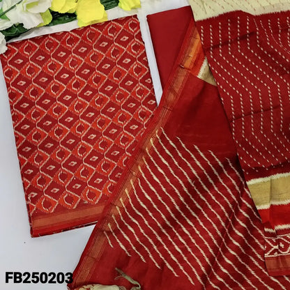 CODE FB250203: Maroon base designer chanderi silk cotton unstitched salwar material(thin fabric lining needed)matching