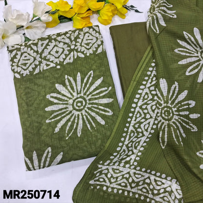 Buy Olive Green Batik Kota Cotton Salwar Material – Pure & Comfortable
