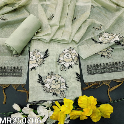 Buy Pale Green Jamdani Silk Cotton Salwar Material – Premium & Stylish