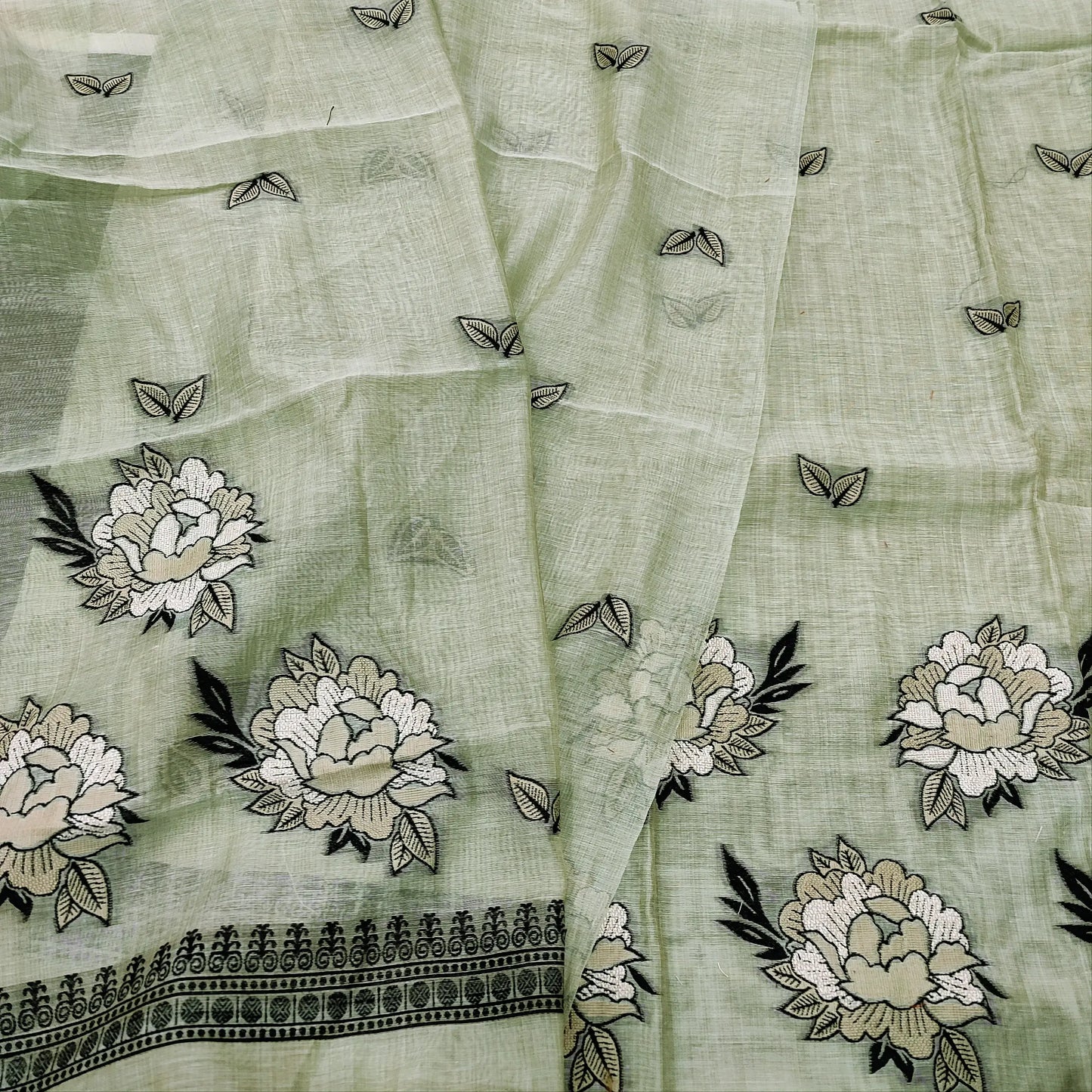 Buy Pale Green Jamdani Silk Cotton Salwar Material – Premium & Stylish