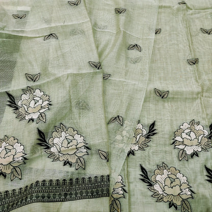 Buy Pale Green Jamdani Silk Cotton Salwar Material – Premium & Stylish