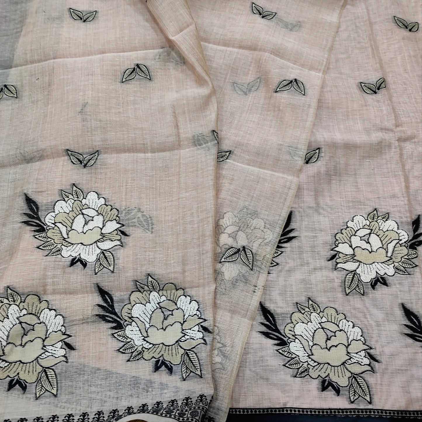 Buy Pale Pink Jamdani Silk Cotton Salwar Material – Elegant & Premium