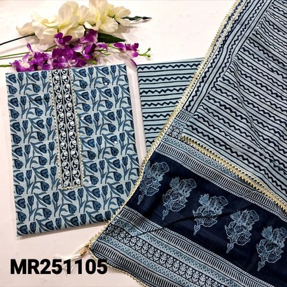 Buy Pastel Blue Printed Cotton Dress Material Online - Neidhal