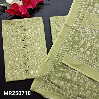 Buy Pastel Green Printed Cotton Salwar Material – Bead & Mirror Work