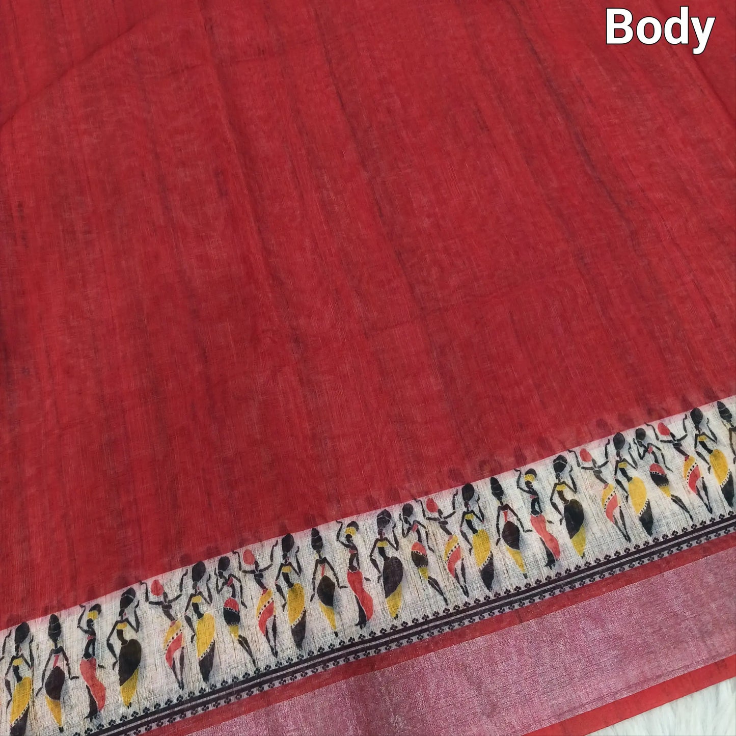 Pinkish orange semi linen saree ns90-Neidhal