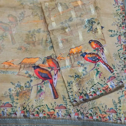 Cardamom green digital printed semi linen salwar material my251704-Neidhal