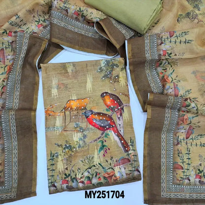 Cardamom green digital printed semi linen salwar material my251704-Neidhal