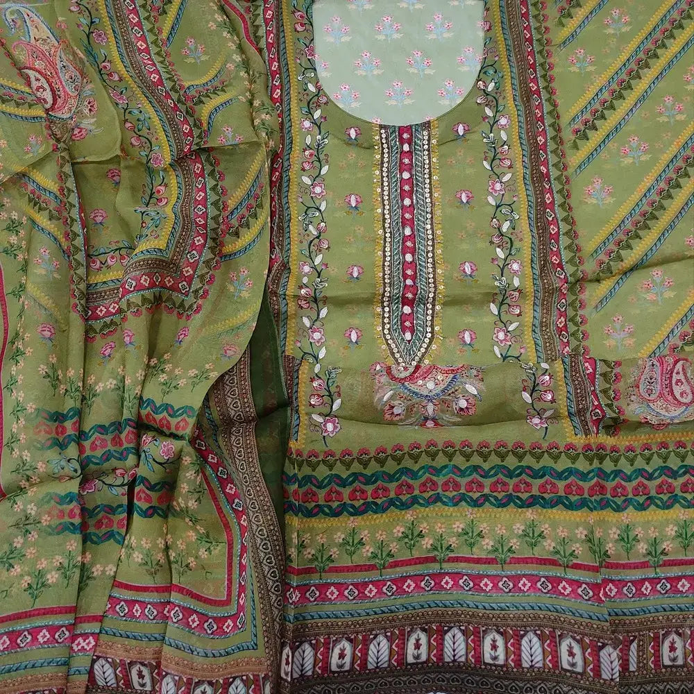 Cardamom green organza salwar material mr252606-Neidhal