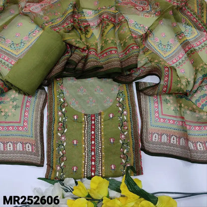 Cardamom green organza salwar material mr252606-Neidhal