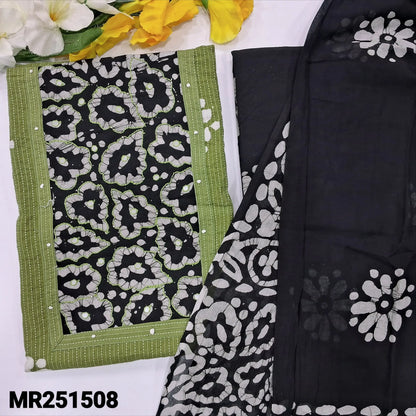 Cardamom green wax batik kantha cotton salwar material mr251508-Neidhal