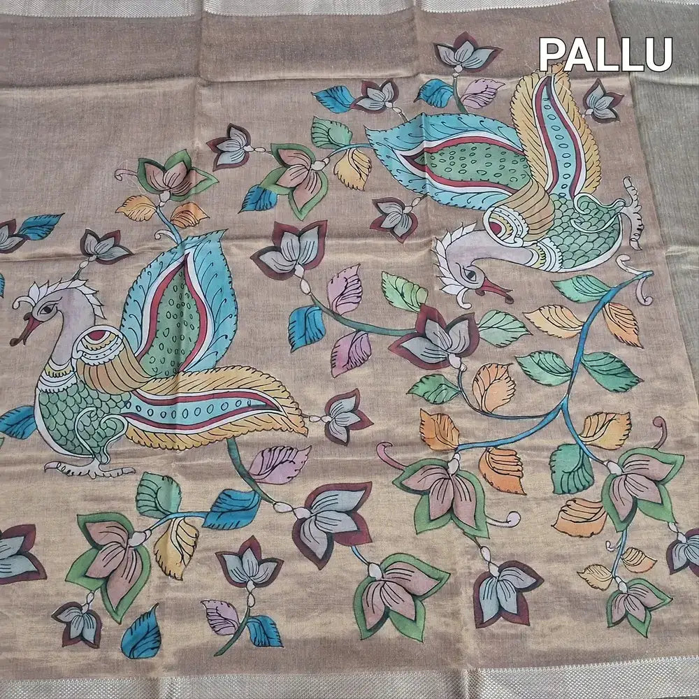 Chocolate brown soft tissue silk cotton saree ns239-Neidhal