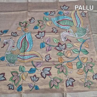 Chocolate brown soft tissue silk cotton saree ns239-Neidhal