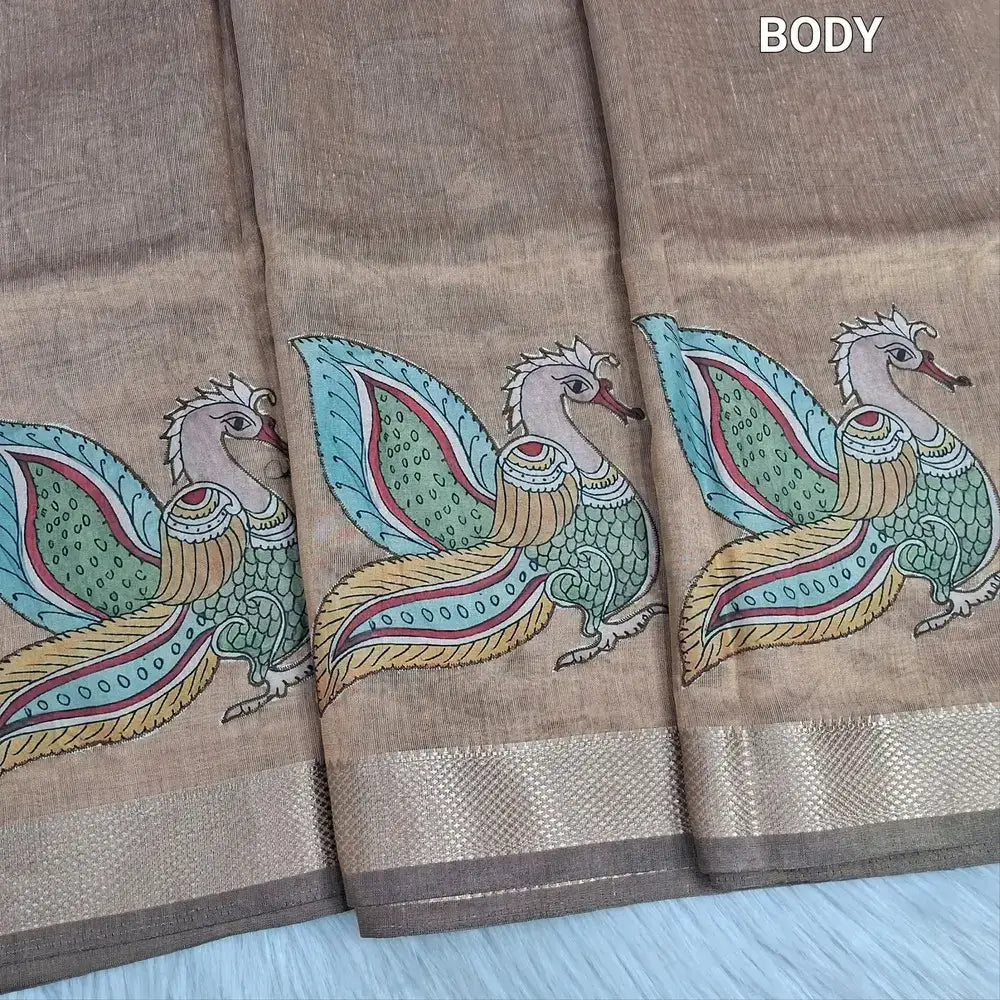 Chocolate brown soft tissue silk cotton saree ns239-Neidhal