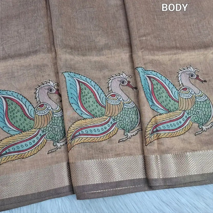 Chocolate brown soft tissue silk cotton saree ns239-Neidhal