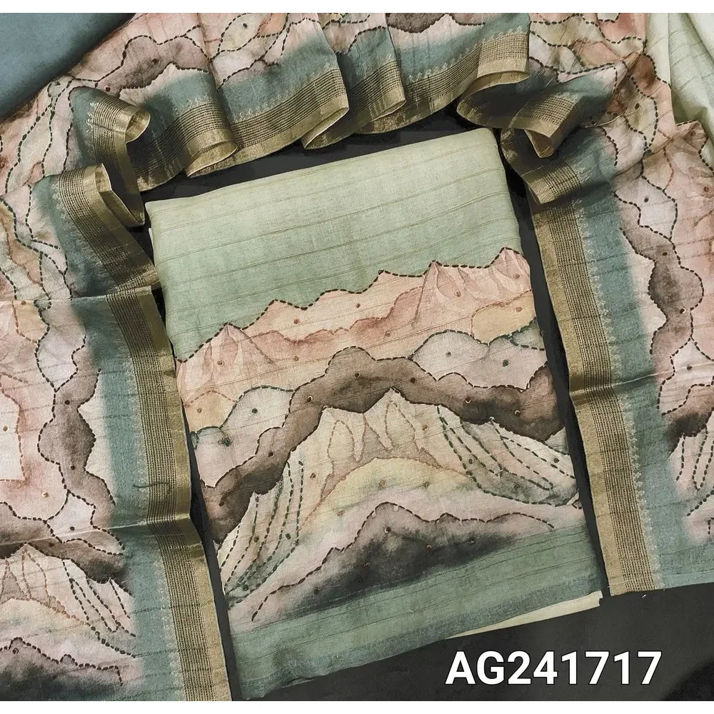 CODE AG241717: Pastel green premium semi tussar