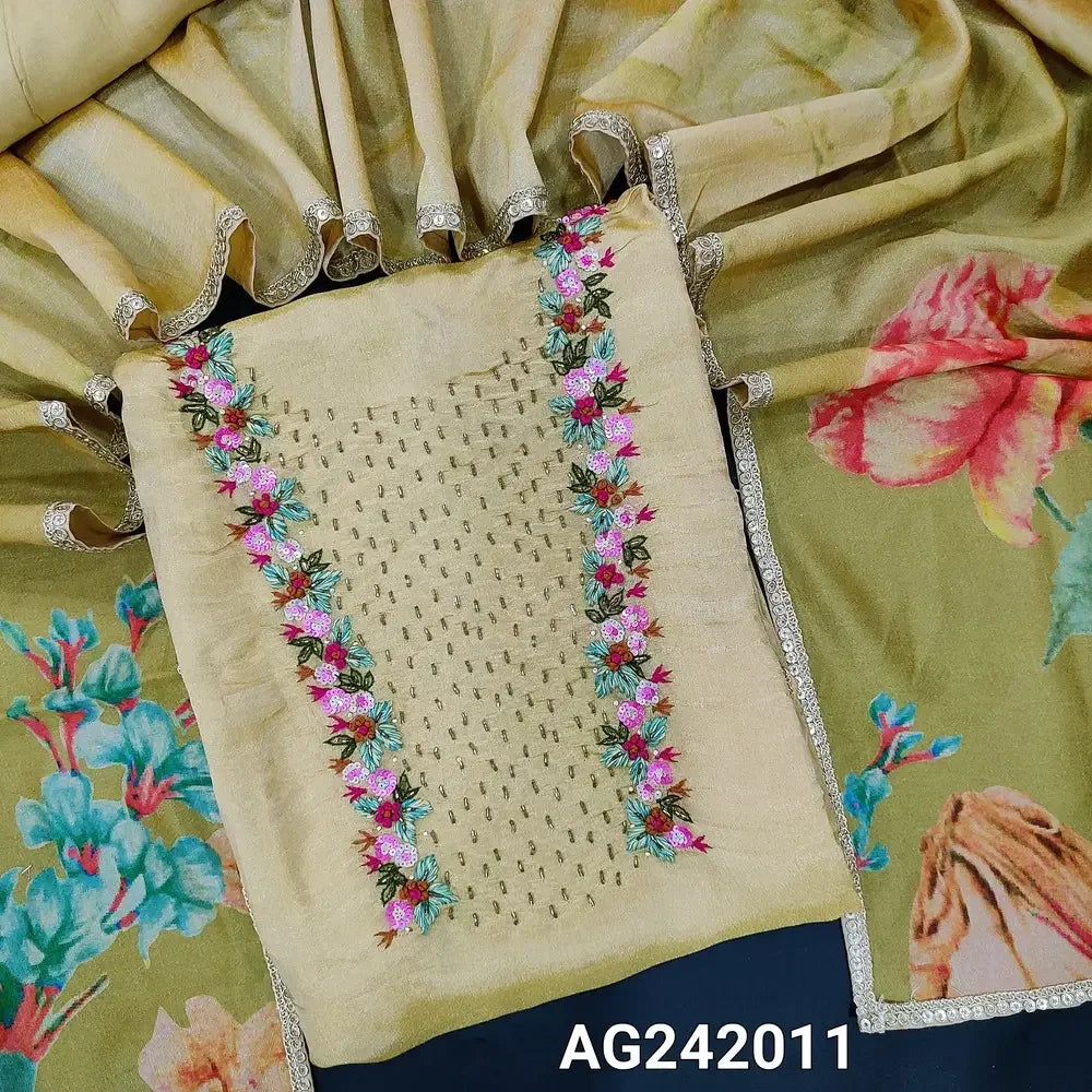 CODE AG241904: Golden beige tissue organza unstitched