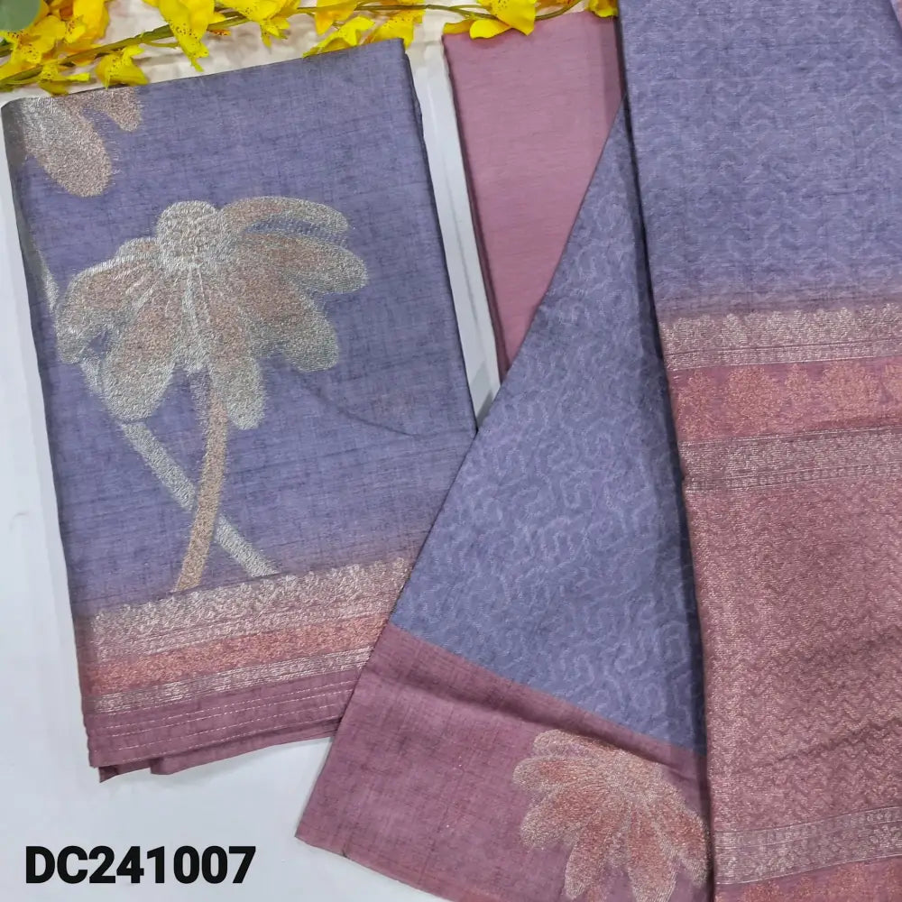 CODE DC241007: Lavender digital printed jamdani woven premium silk cotton unstitched salwar material(thin fabric lining