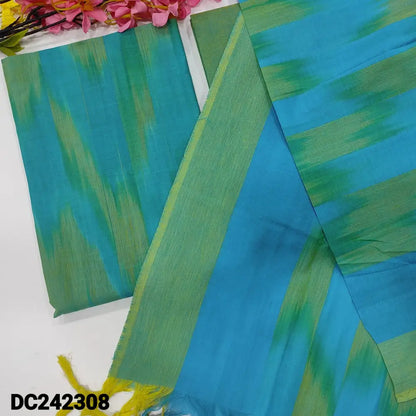 CODE DC242308: Light blue& light green dual shaded south handloom cotton unstitched salwar material ikat design all