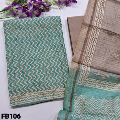CODE FB106: Pastel blue zig zag printed soft silk cotton unstitched salwar material(thin fabric lining needed)light